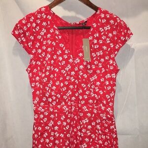 NWT J Crew Mercantile Red And White Floral Print Dress | Size 2